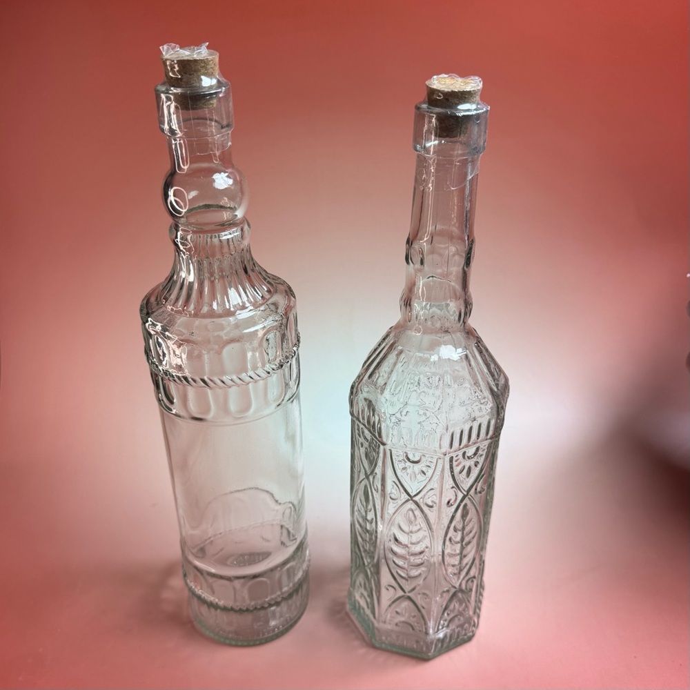 World Market vintage inspired glass Syrup bottles